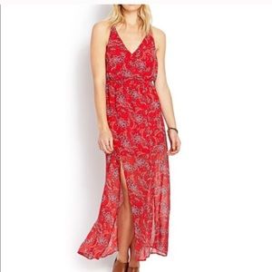 Red Paisley boho maxi dress